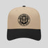 Beige and black cap with 'Pepini Pickleball Born to Rally' logo on a light gray background